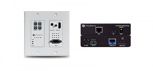 Atlona 4K-HDVS-WP-EXT 4K/UHD HDBaseT TX/RX with Two-Input Wallplate Switcher, Ethernet, Control, and PoE
