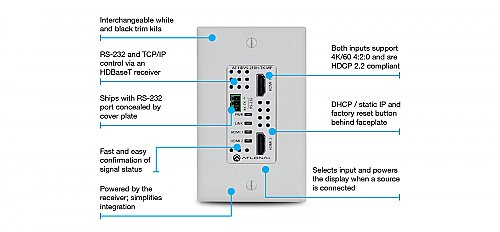 Atlona HDVS-210H-TX-WP 4K/UHD Two-Input Wallplate Switcher for HDMI with HDBaseT Output